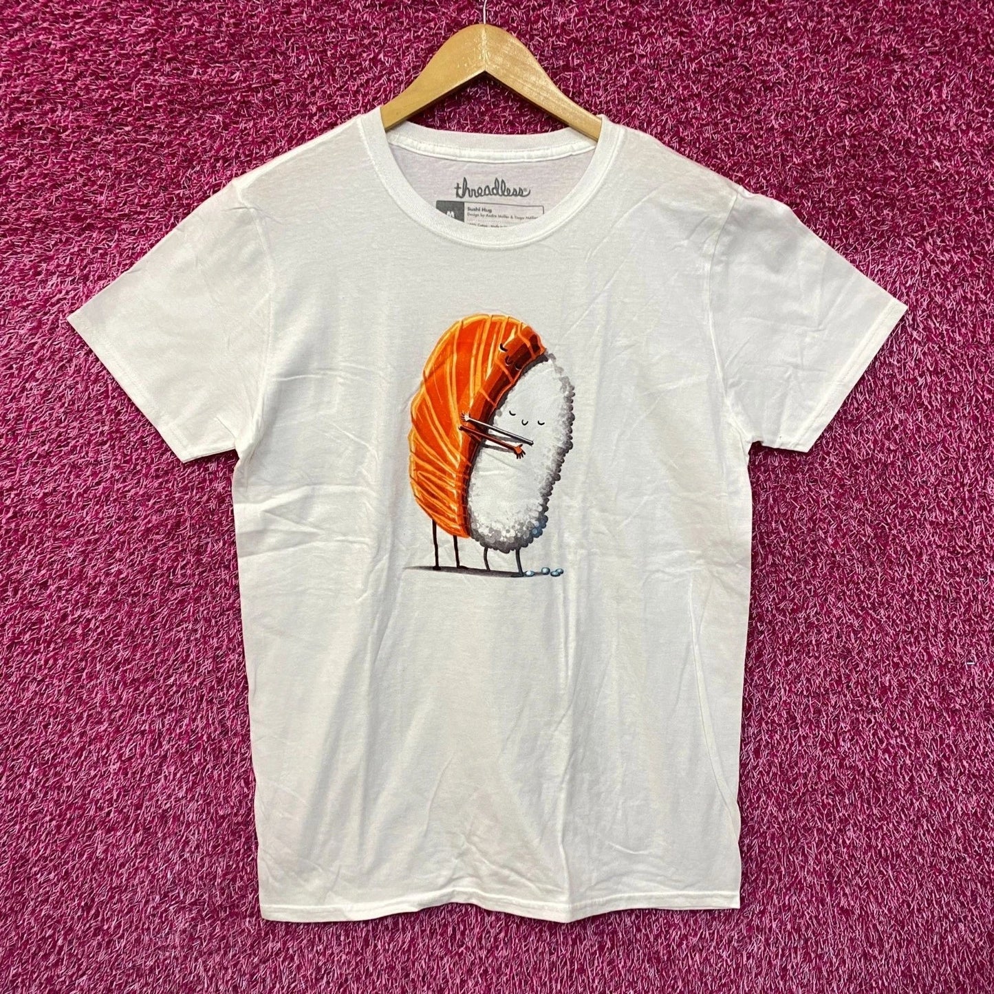 Hugging sushi white Tshirt size medium Unisex T-shirt, Sweatshirt, Hoodie, Long Sleeve Tee - T-Shirt, Sweatshirt, Hoodie