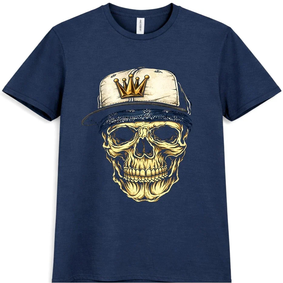 Gold Crown Skull T-Shirt Snapback Cap Hip Hop Street Style Gothic Graphic Tee Unisex T-shirt, Sweatshirt, Hoodie, Long Sleeve Tee - T-Shirt, Sweatshirt, Hoodie