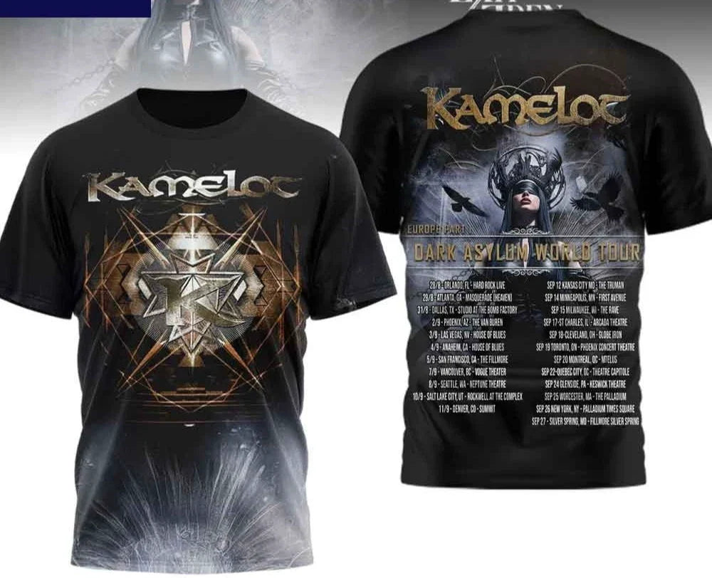 Kamelot Dark Asylum World Tour AOP T-Shirt Unisex T-shirt, Sweatshirt, Hoodie, Long Sleeve Tee - T-Shirt, Sweatshirt, Hoodie