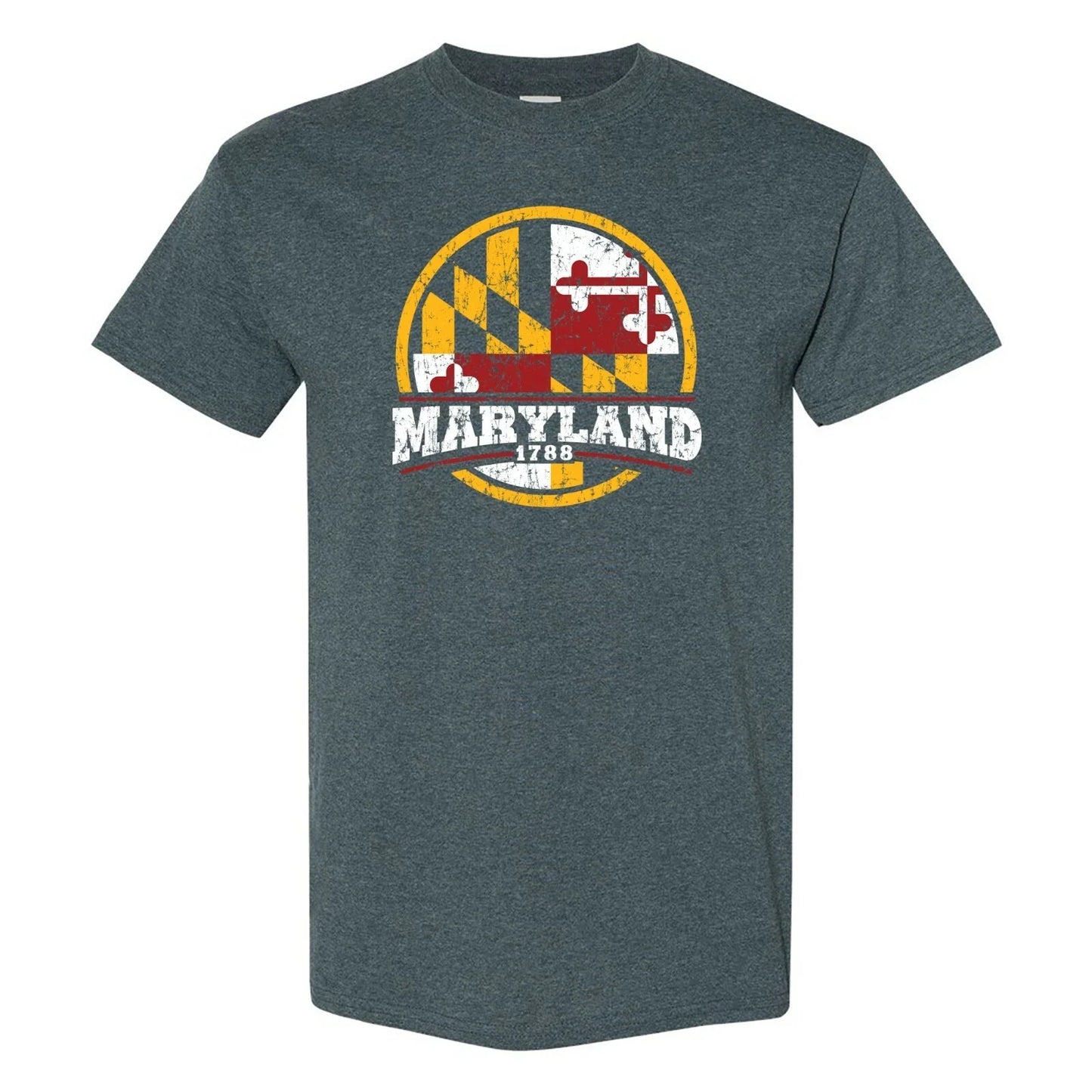 Maryland Distressed Circle - Hometown Pride T Shirt - Dark Heather Unisex T-shirt, Sweatshirt, Hoodie, Long Sleeve Tee - T-Shirt, Sweatshirt, Hoodie