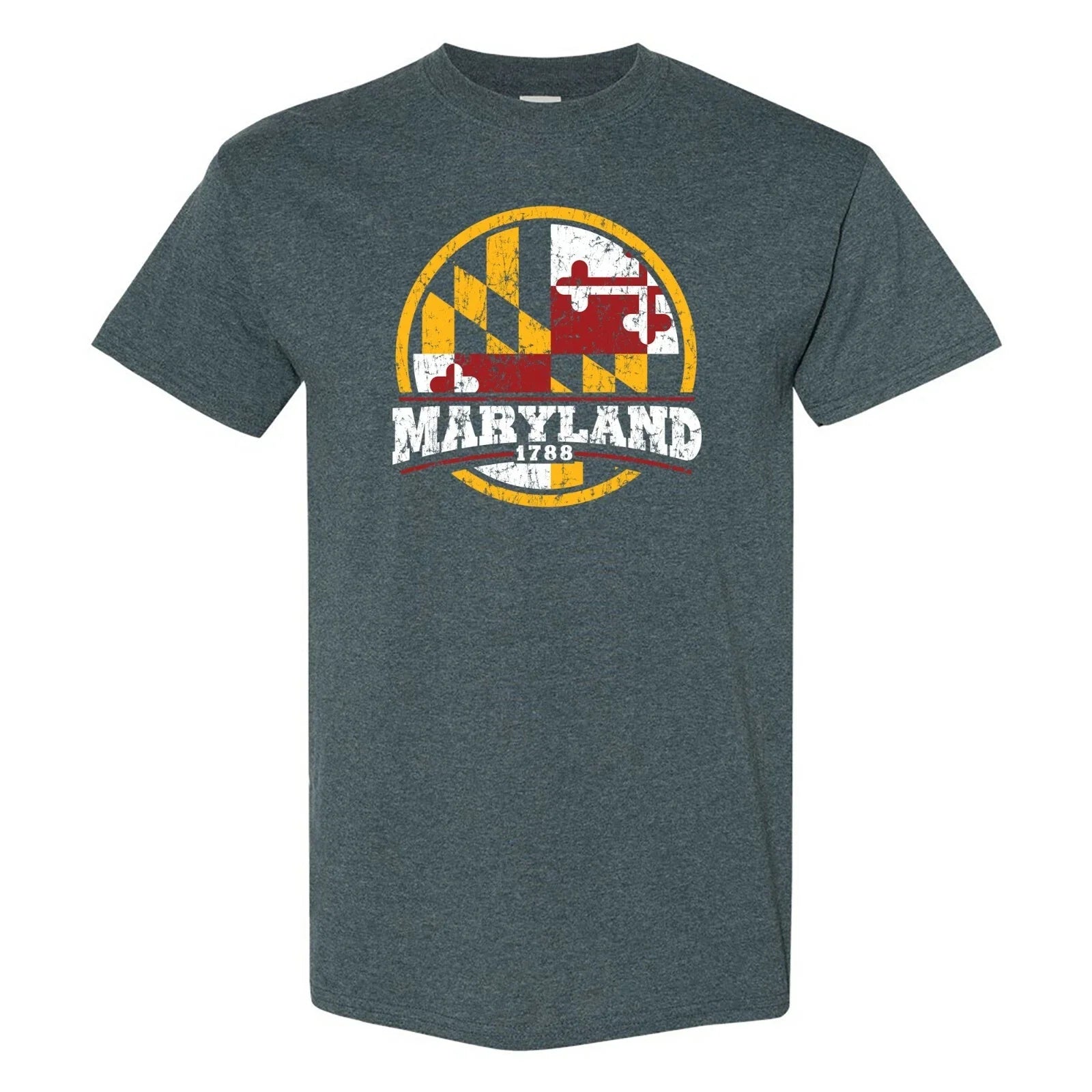 Maryland Distressed Circle - Hometown Pride T Shirt - Dark Heather Unisex T-shirt, Sweatshirt, Hoodie, Long Sleeve Tee - T-Shirt, Sweatshirt, Hoodie