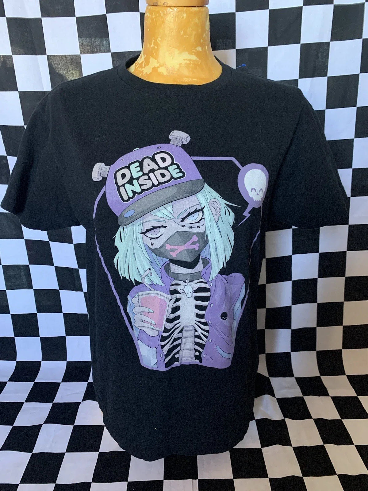 KAWAII KRYPT Logo DEAD INSIDE Anime T-Shirt SKULL Shirt SKELETON Top Sz M Unisex T-shirt, Sweatshirt, Hoodie, Long Sleeve Tee - T-Shirt, Sweatshirt, Hoodie