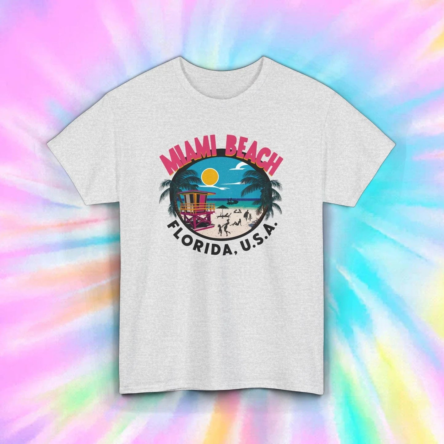 Miami Beach Florida T-Shirt | Retro Surfing Graphic Tee | Vacation Souvenir Unisex T-shirt, Sweatshirt, Hoodie, Long Sleeve Tee - T-Shirt, Sweatshirt, Hoodie