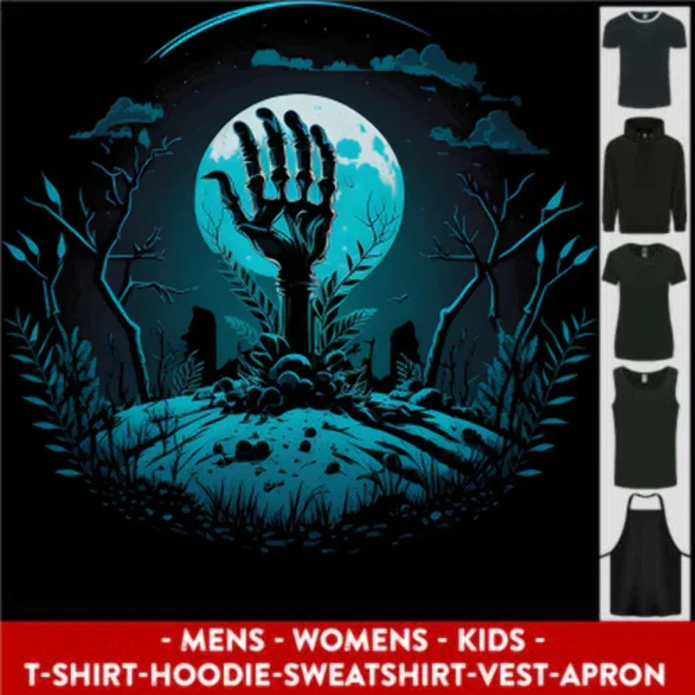 A Skeleton Hand Rising From a Graveyard Mens Womens Kids Unisex Unisex T-shirt, Sweatshirt, Hoodie, Long Sleeve Tee - T-Shirt, Sweatshirt, Hoodie