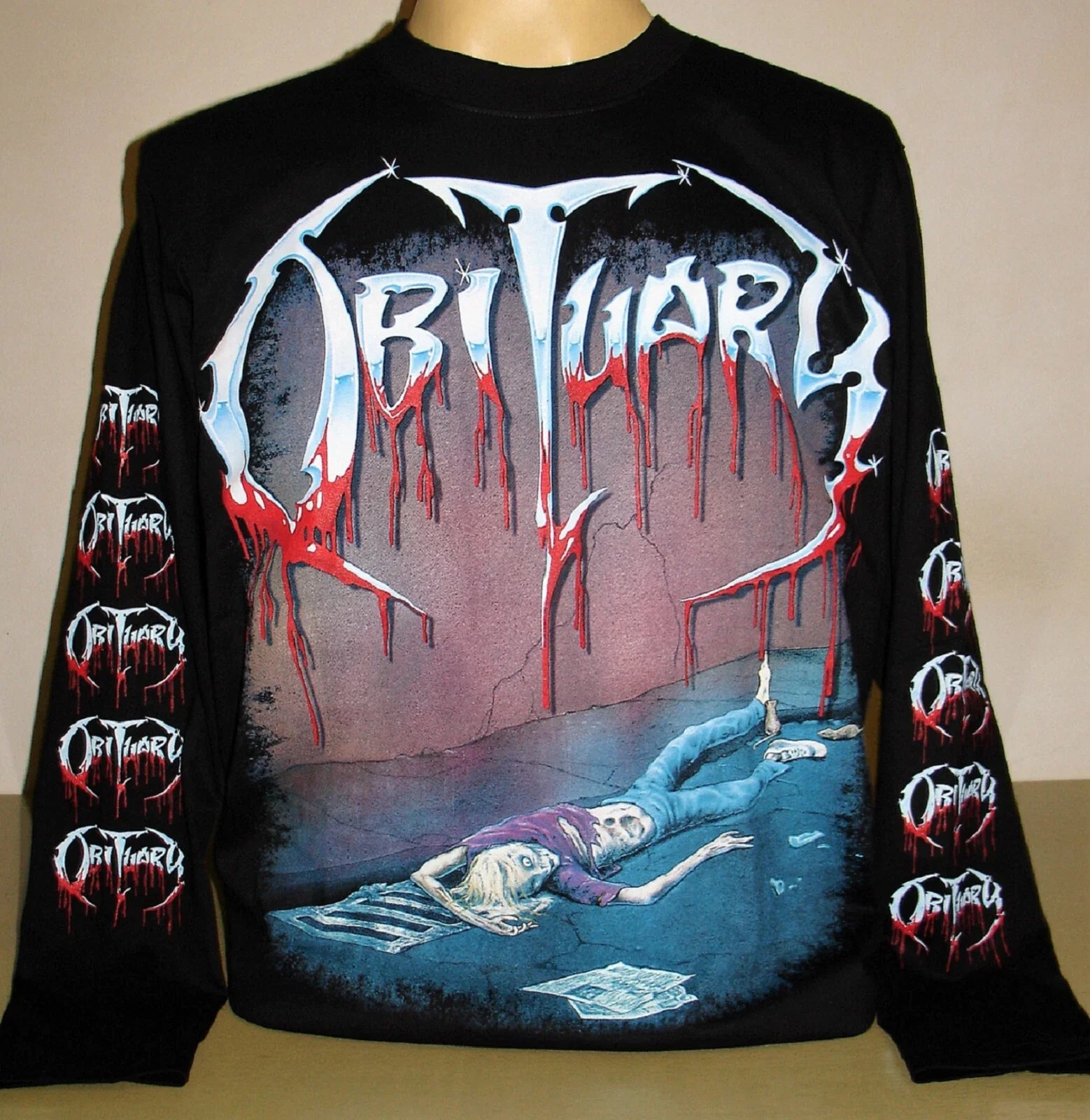 Obituary Slowly We Rot Long Sleeve T-Shirt Size S M L XL 2XL 3XL Metal Band New Unisex T-shirt, Sweatshirt, Hoodie, Long Sleeve Tee - T-Shirt, Sweatshirt, Hoodie