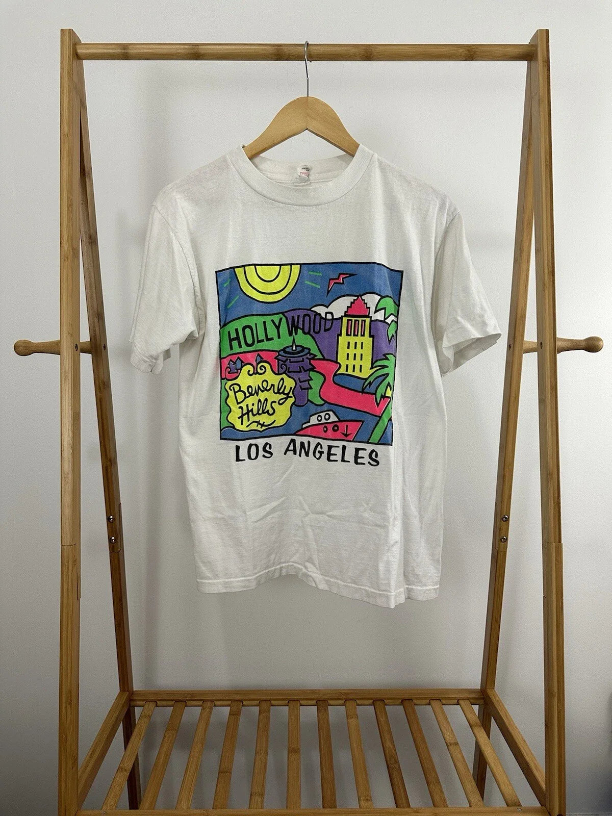 VTG 80s Los Angeles Pop Art Colorful Bold Hollywood Beverly Hills T-Shirt Size M Unisex T-shirt, Sweatshirt, Hoodie, Long Sleeve Tee - T-Shirt, Sweatshirt, Hoodie