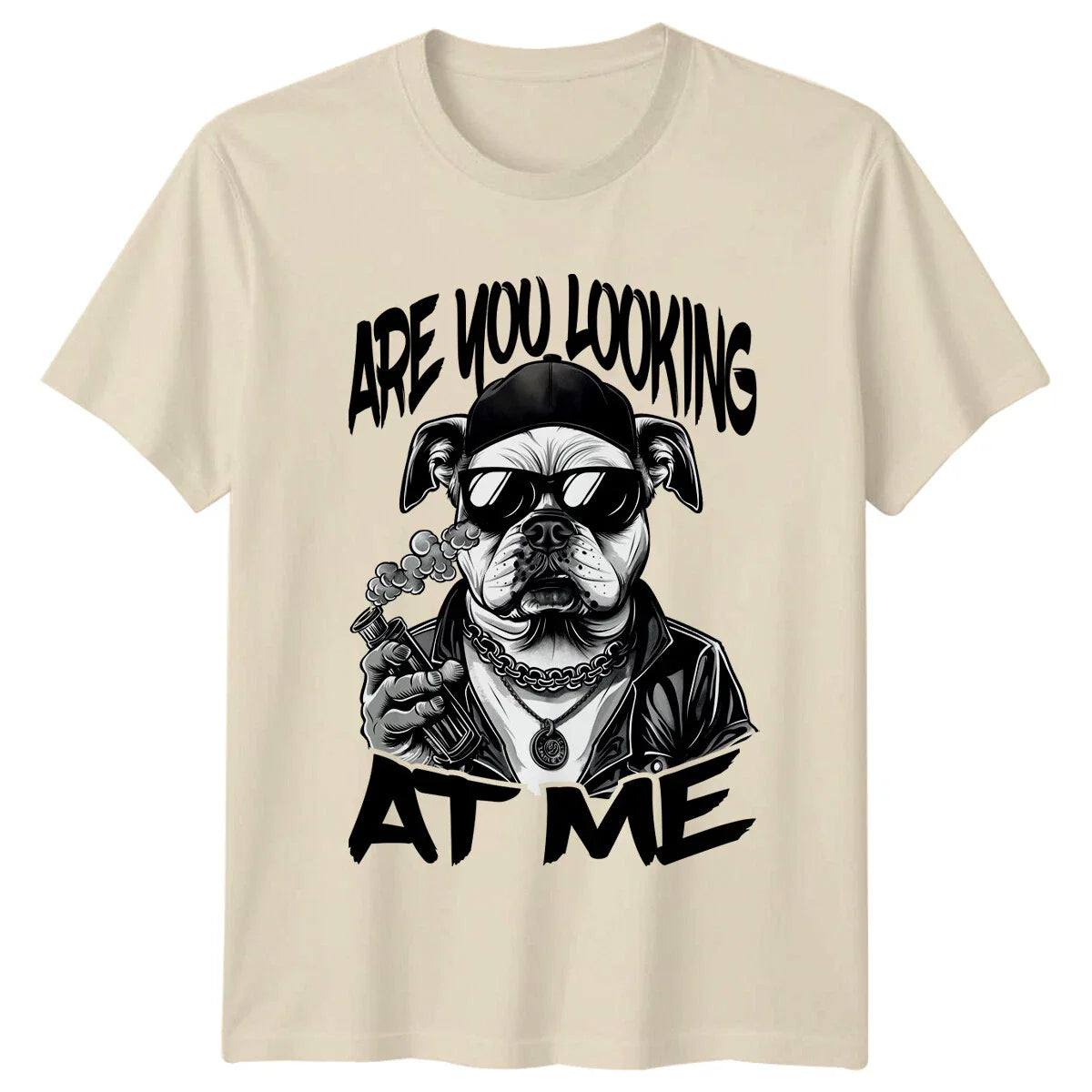 Cool Bulldog Are You Looking At Me T-Shirt, Gangster Dog Graphic Tee Unisex T-shirt, Sweatshirt, Hoodie, Long Sleeve Tee - T-Shirt, Sweatshirt, Hoodie
