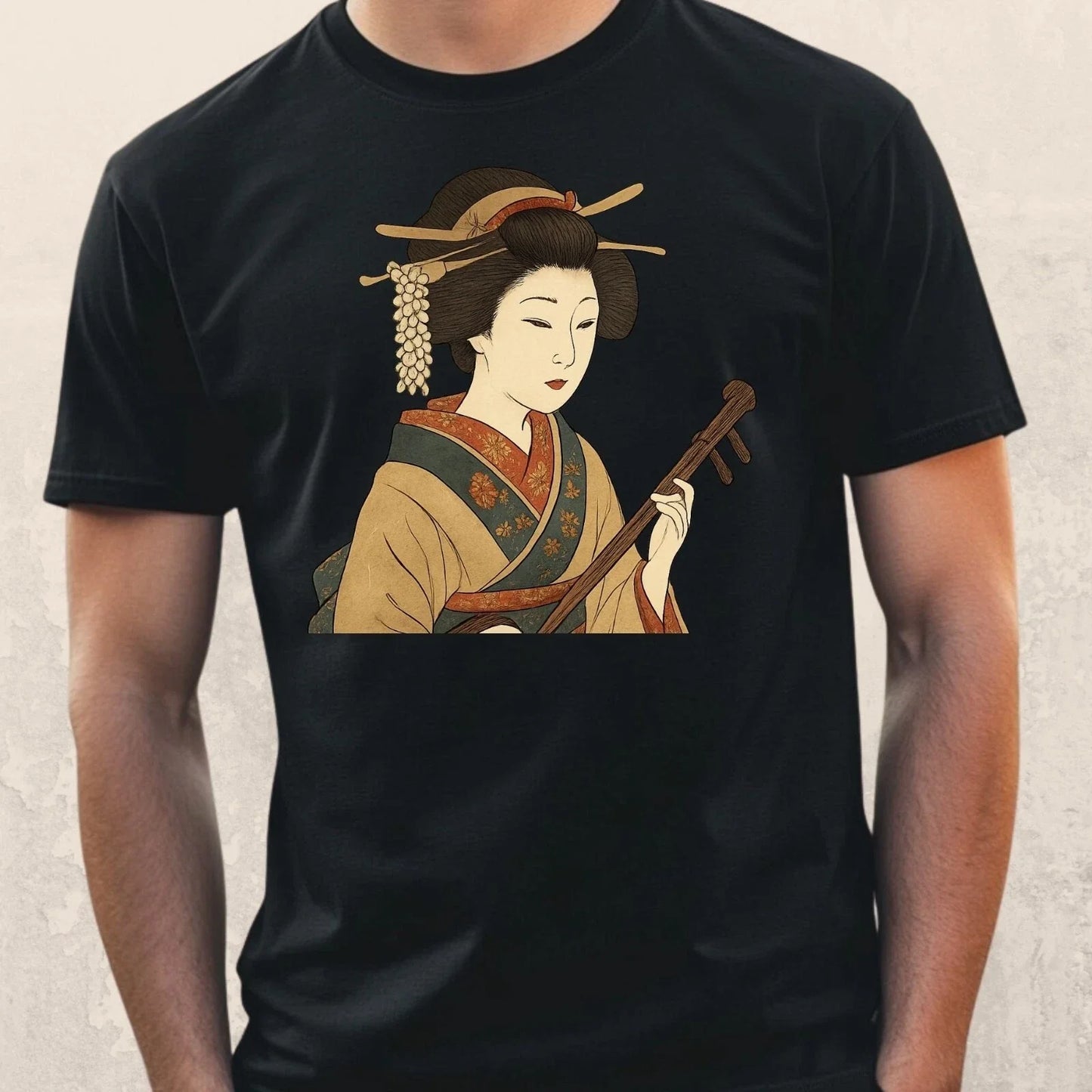 Mens Traditional Geisha Motif Cotton T-Shirt Size XS to 5XL Unisex T-shirt, Sweatshirt, Hoodie, Long Sleeve Tee - T-Shirt, Sweatshirt, Hoodie