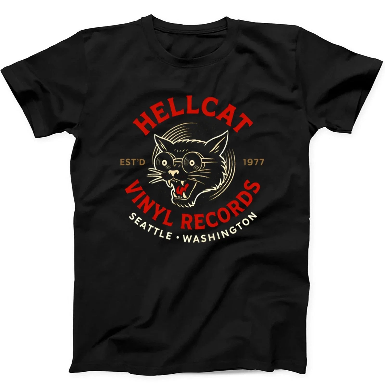 Vinyl Records Seattle Record Store Cat Hellcat T Shirt   624 Unisex T-shirt, Sweatshirt, Hoodie, Long Sleeve Tee - T-Shirt, Sweatshirt, Hoodie