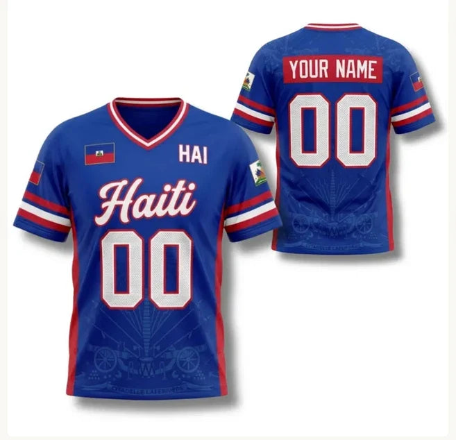 Haiti Custom V Neck Shirt, Personalized Name Number Team Haiti Soccer Fan tee Unisex T-shirt, Sweatshirt, Hoodie, Long Sleeve Tee - T-Shirt, Sweatshirt, Hoodie
