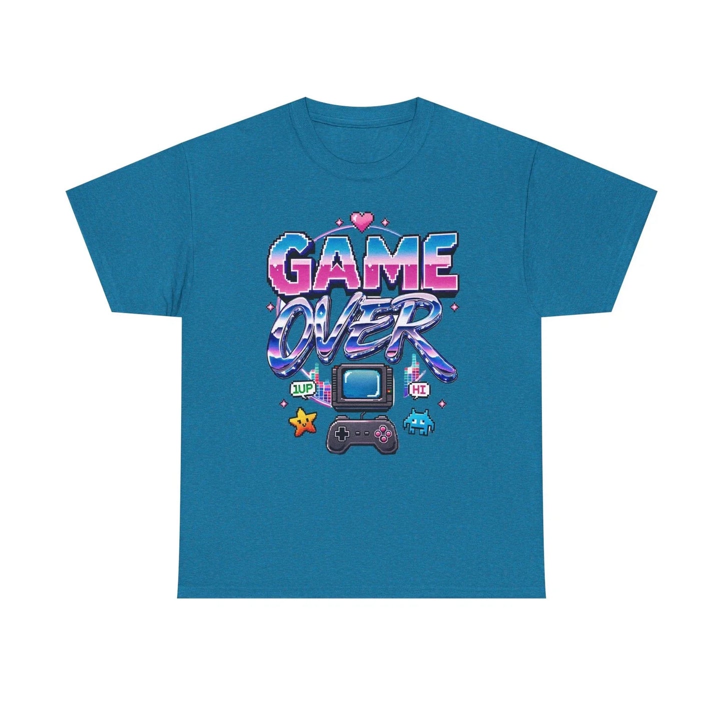 Heavy Cotton Tee Game Over Y2K Pixel Retro Gaming Unisex Made in USA Unisex T-shirt, Sweatshirt, Hoodie, Long Sleeve Tee - T-Shirt, Sweatshirt, Hoodie