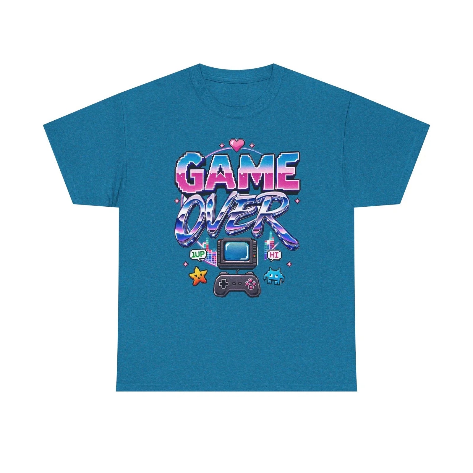 Heavy Cotton Tee Game Over Y2K Pixel Retro Gaming Unisex Made in USA Unisex T-shirt, Sweatshirt, Hoodie, Long Sleeve Tee - T-Shirt, Sweatshirt, Hoodie