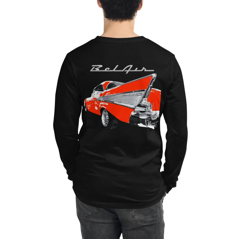 1957 Red 57 Chevy Bel Air Antique Car Classic Cars Unisex Long Sleeve Tee Unisex T-shirt, Sweatshirt, Hoodie, Long Sleeve Tee - T-Shirt, Sweatshirt, Hoodie