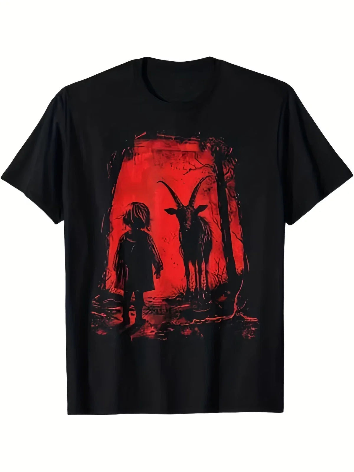 Men's Gothic 666 Satanic Goat Graphic T-Shirt - Black Demonic Print Cotton Stree Unisex T-shirt, Sweatshirt, Hoodie, Long Sleeve Tee - T-Shirt, Sweatshirt, Hoodie