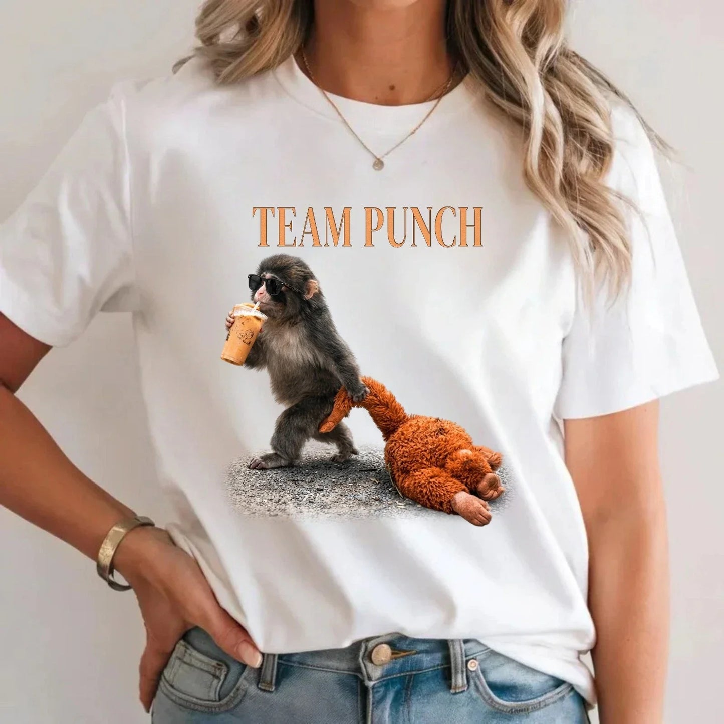Team Punch Monkey Meme T-Shirt Viral Japanese Macaque Animal Hustle Gift Tee Top Unisex T-shirt, Sweatshirt, Hoodie, Long Sleeve Tee - T-Shirt, Sweatshirt, Hoodie