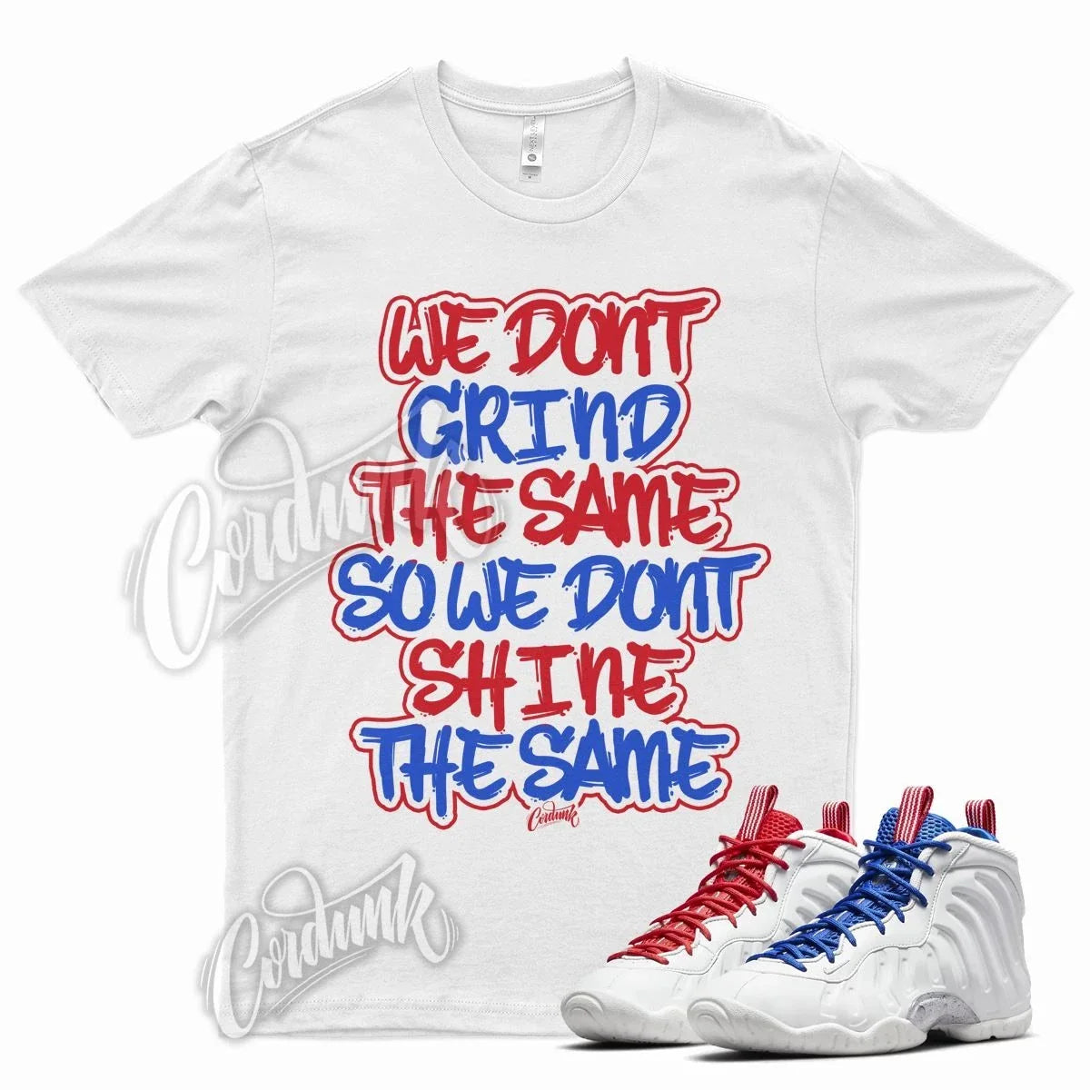 White GRIND Shirt for N Little Posite Foamposite Royal Blue University Red Unisex T-shirt, Sweatshirt, Hoodie, Long Sleeve Tee - T-Shirt, Sweatshirt, Hoodie