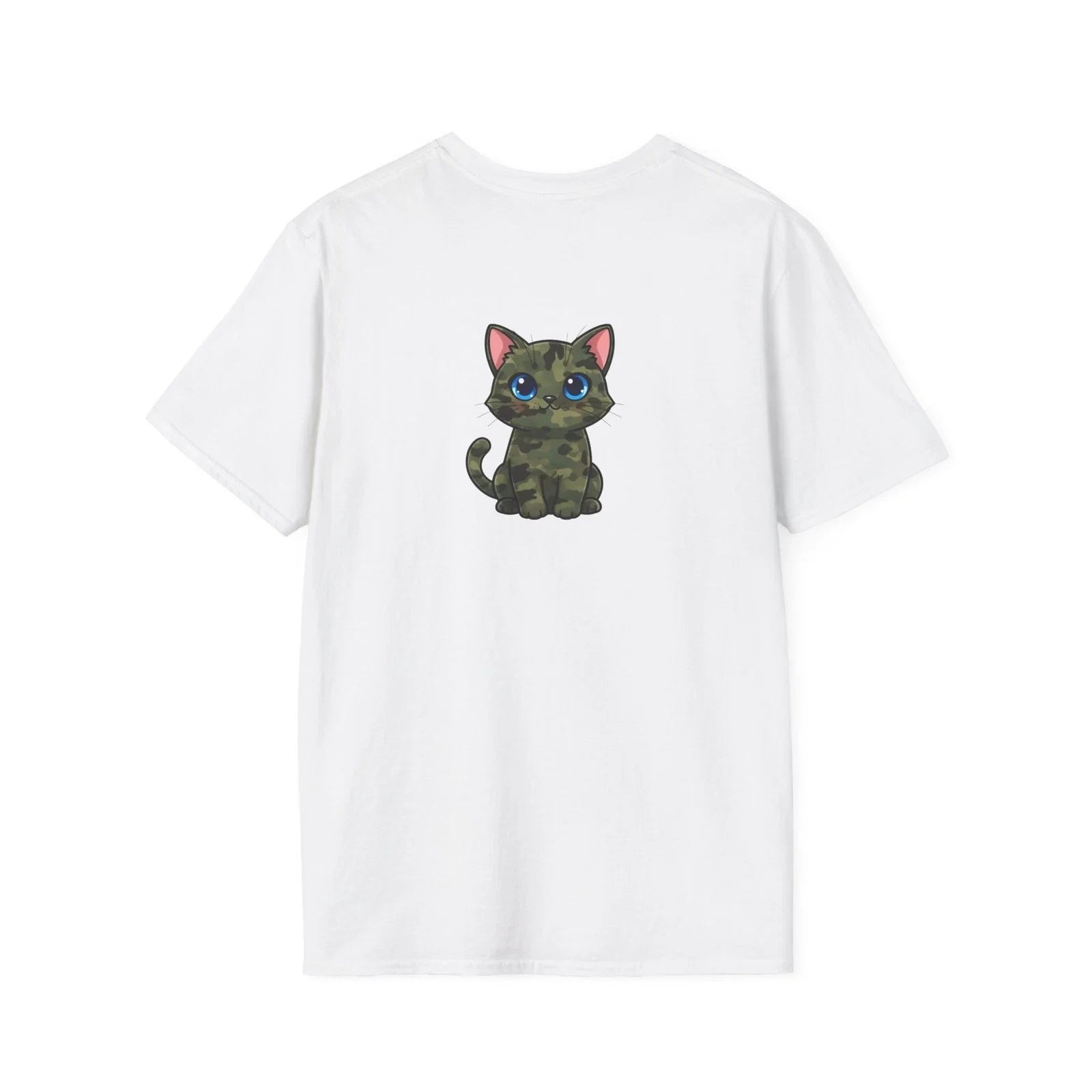 Camouflage Kawaii Kitty T-Shirt | Cute Camouflage Cat Design on Back Unisex T-shirt, Sweatshirt, Hoodie, Long Sleeve Tee - T-Shirt, Sweatshirt, Hoodie