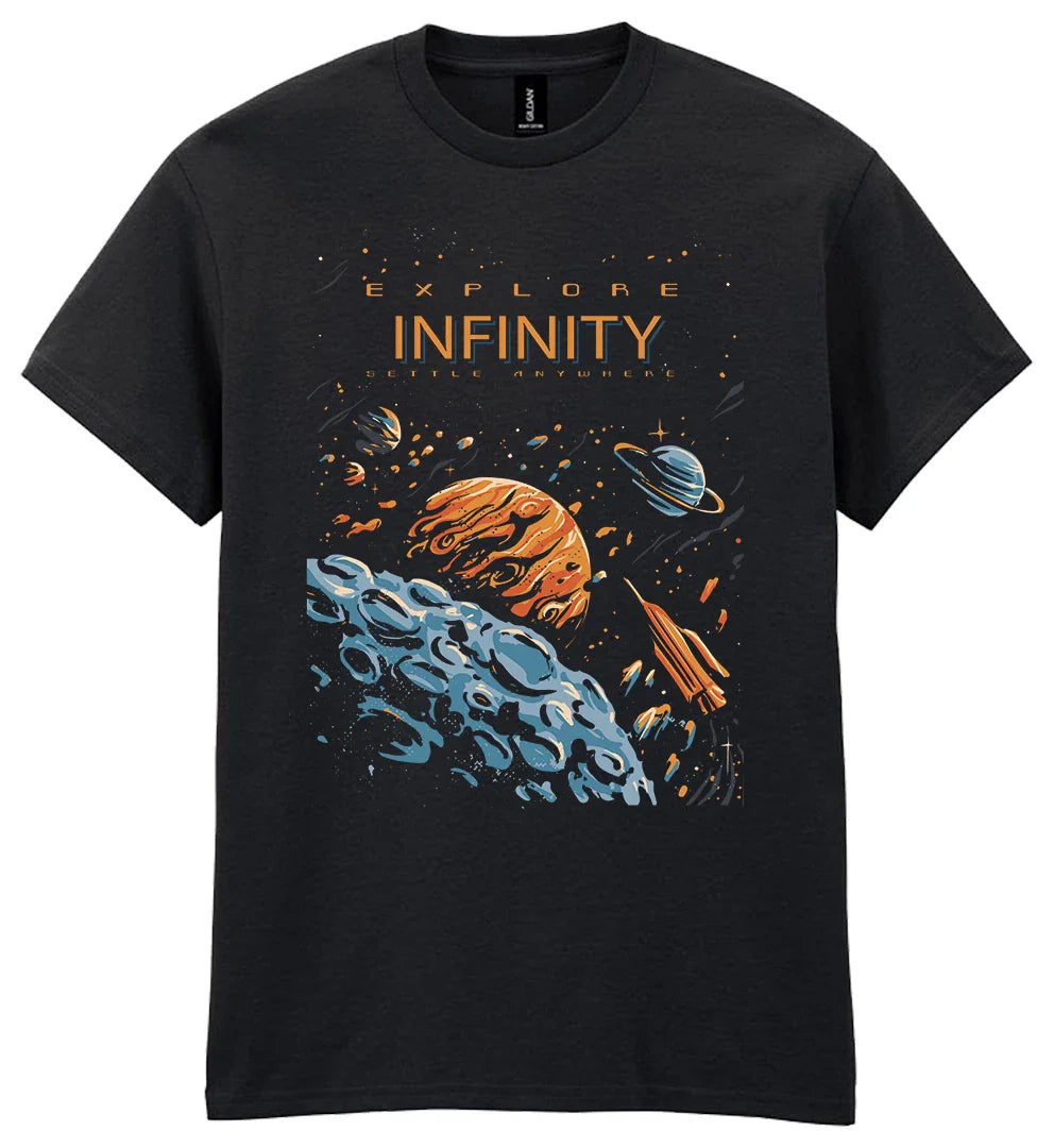 Explore Infinity Space Planet Themed T-Shirt Mens Womens Planets Gift Unisex Unisex T-shirt, Sweatshirt, Hoodie, Long Sleeve Tee - T-Shirt, Sweatshirt, Hoodie
