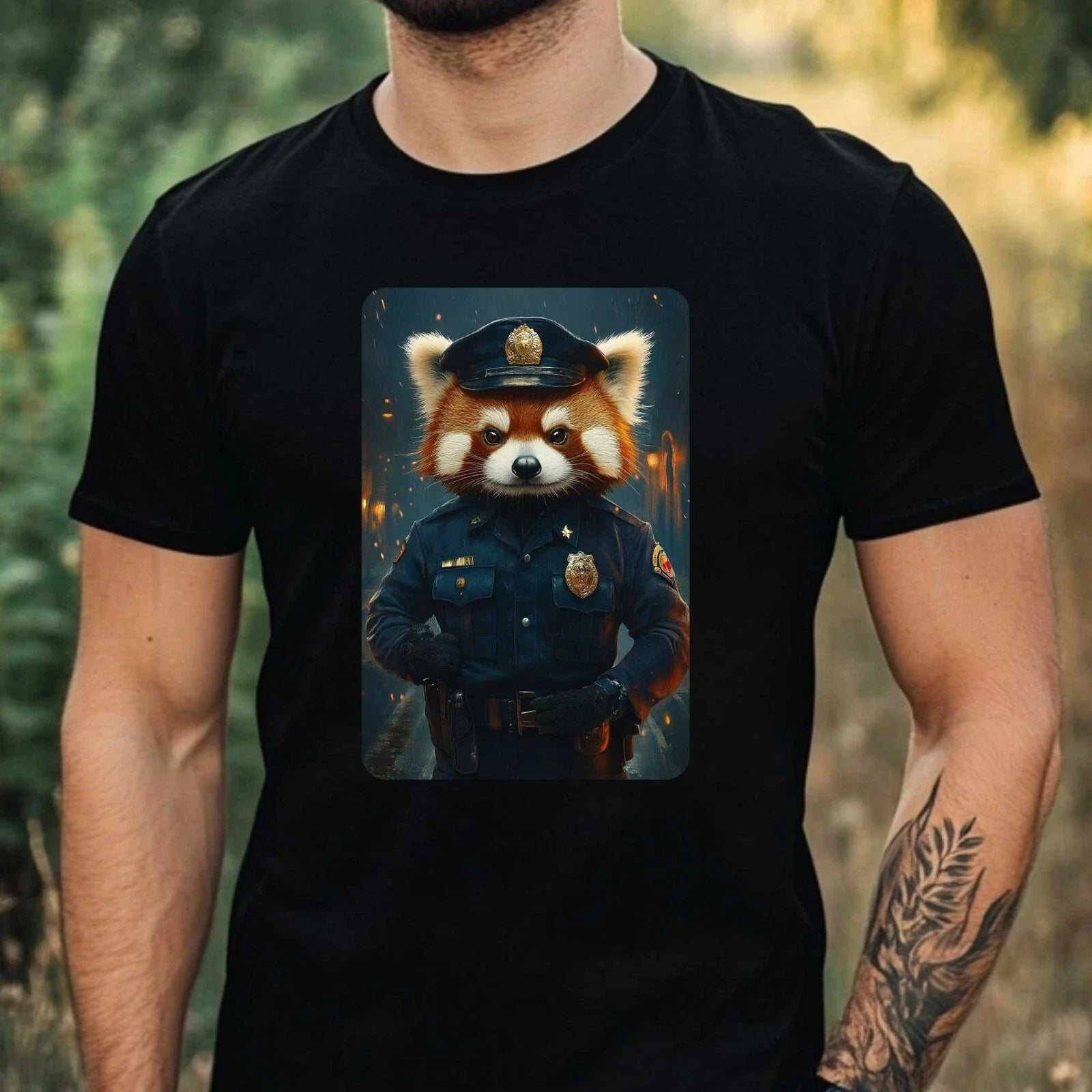 Mens Red Panda Policeman Print Cotton T-Shirt Size XS to 5XL Unisex T-shirt, Sweatshirt, Hoodie, Long Sleeve Tee - T-Shirt, Sweatshirt, Hoodie