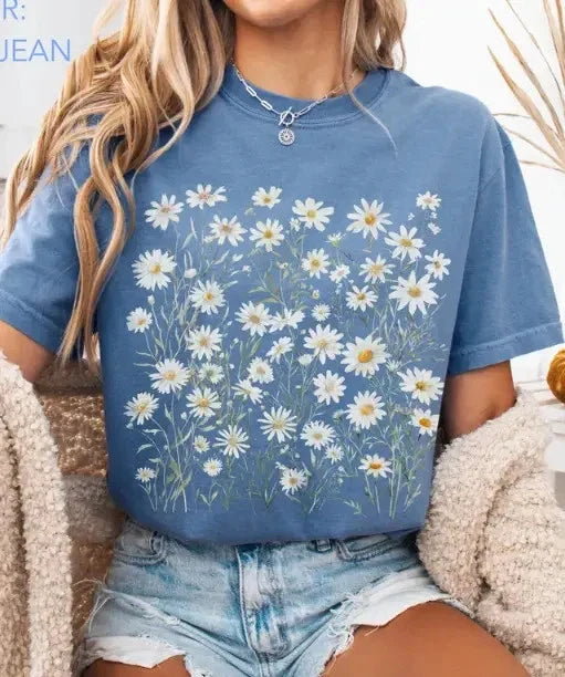 Daisy Flower Shirt, Wildflowers Shirt, Floral Tee, April Birth Flower Gift Unisex T-shirt, Sweatshirt, Hoodie, Long Sleeve Tee - T-Shirt, Sweatshirt, Hoodie