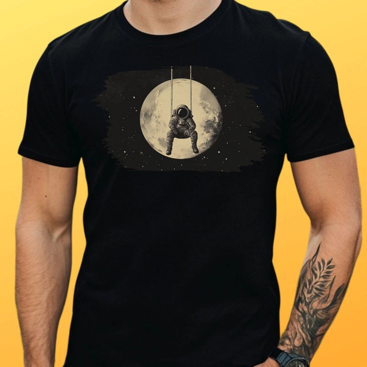 Mens Astronaut Rocking Motif Cotton T-Shirt Size XS to 5XL Unisex T-shirt, Sweatshirt, Hoodie, Long Sleeve Tee - T-Shirt, Sweatshirt, Hoodie