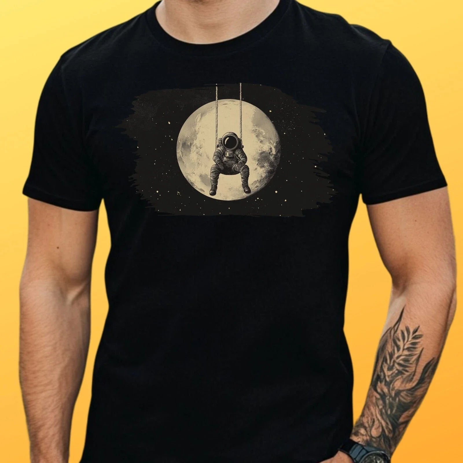 Mens Astronaut Rocking Motif Cotton T-Shirt Size XS to 5XL Unisex T-shirt, Sweatshirt, Hoodie, Long Sleeve Tee - T-Shirt, Sweatshirt, Hoodie