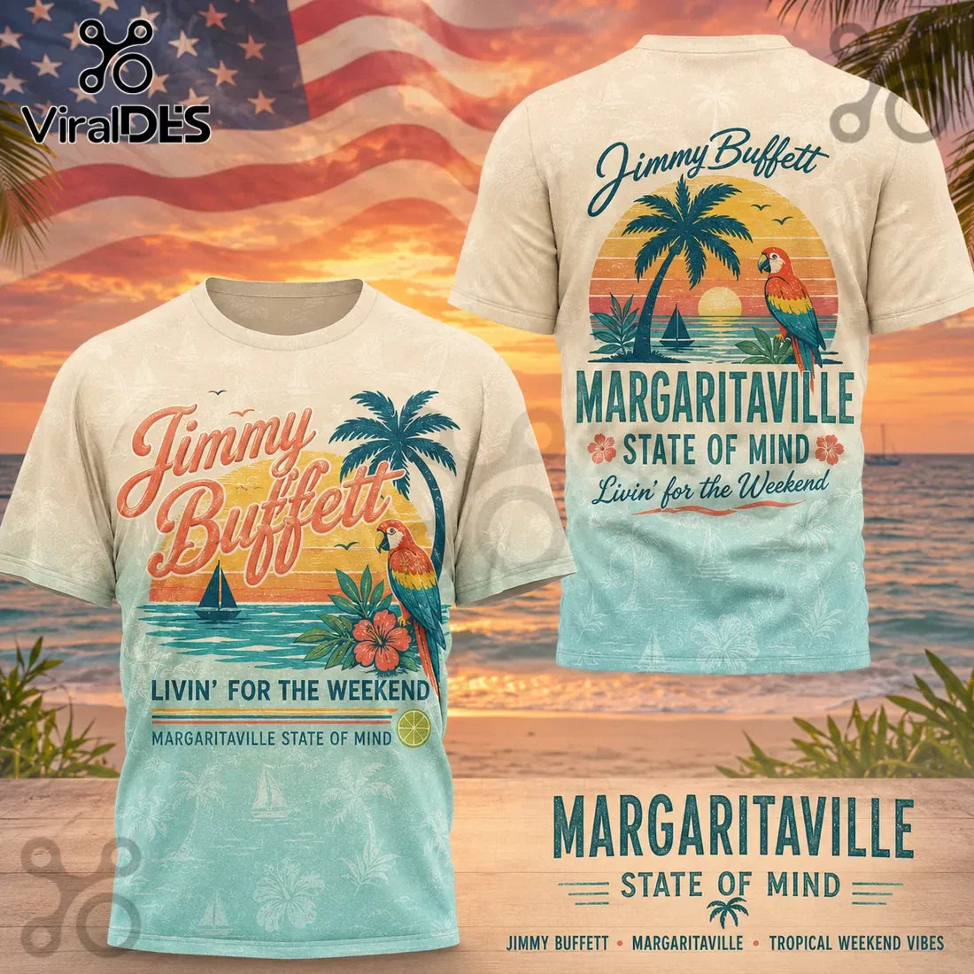 Jimmy Buffett Margaritaville State of Mind AOP T-Shirt Unisex T-shirt, Sweatshirt, Hoodie, Long Sleeve Tee - T-Shirt, Sweatshirt, Hoodie
