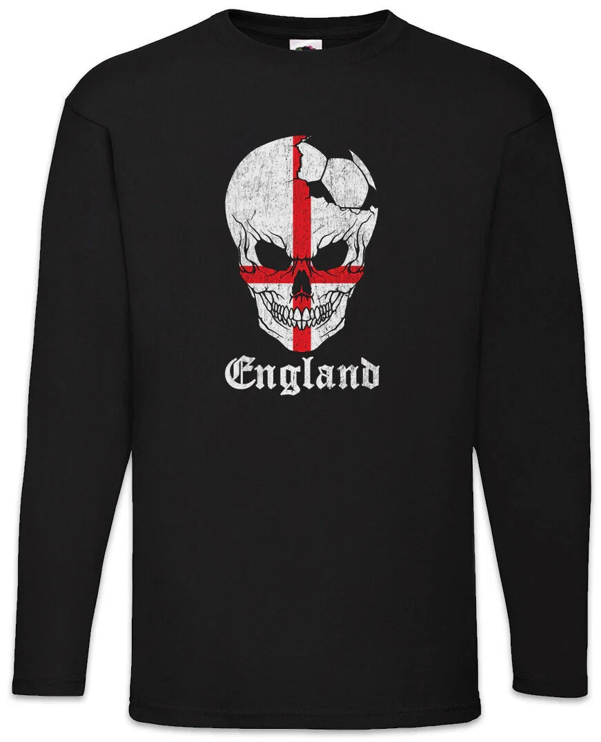 England Football Skull I Mens Long Sleeve T-Shirt English Soccer Flag World Unisex T-shirt, Sweatshirt, Hoodie, Long Sleeve Tee - T-Shirt, Sweatshirt, Hoodie