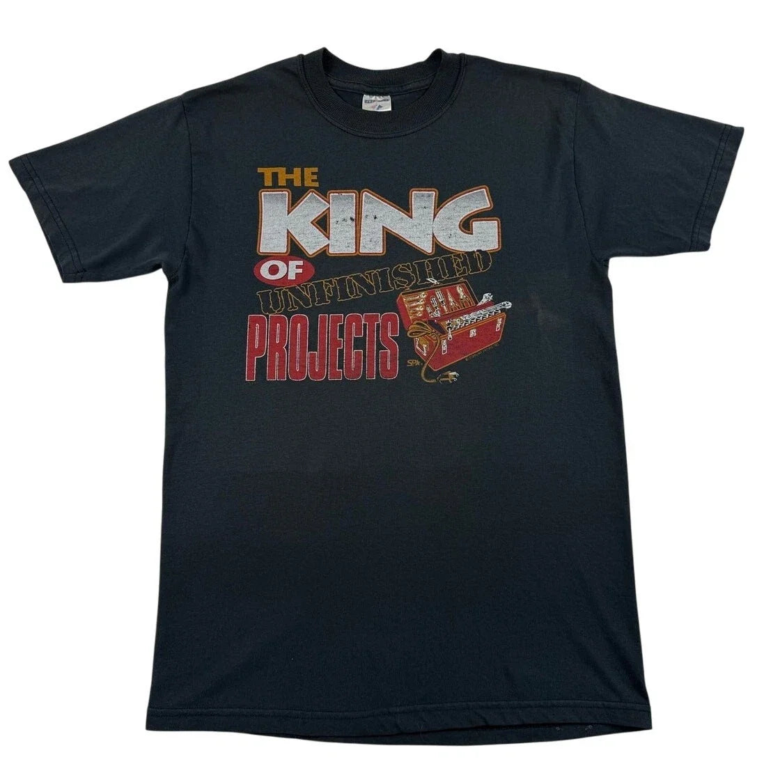 Vintage "The King of Unfinished Projects" Dad Husband Father Gag Joke Medium Unisex T-shirt, Sweatshirt, Hoodie, Long Sleeve Tee - T-Shirt, Sweatshirt, Hoodie