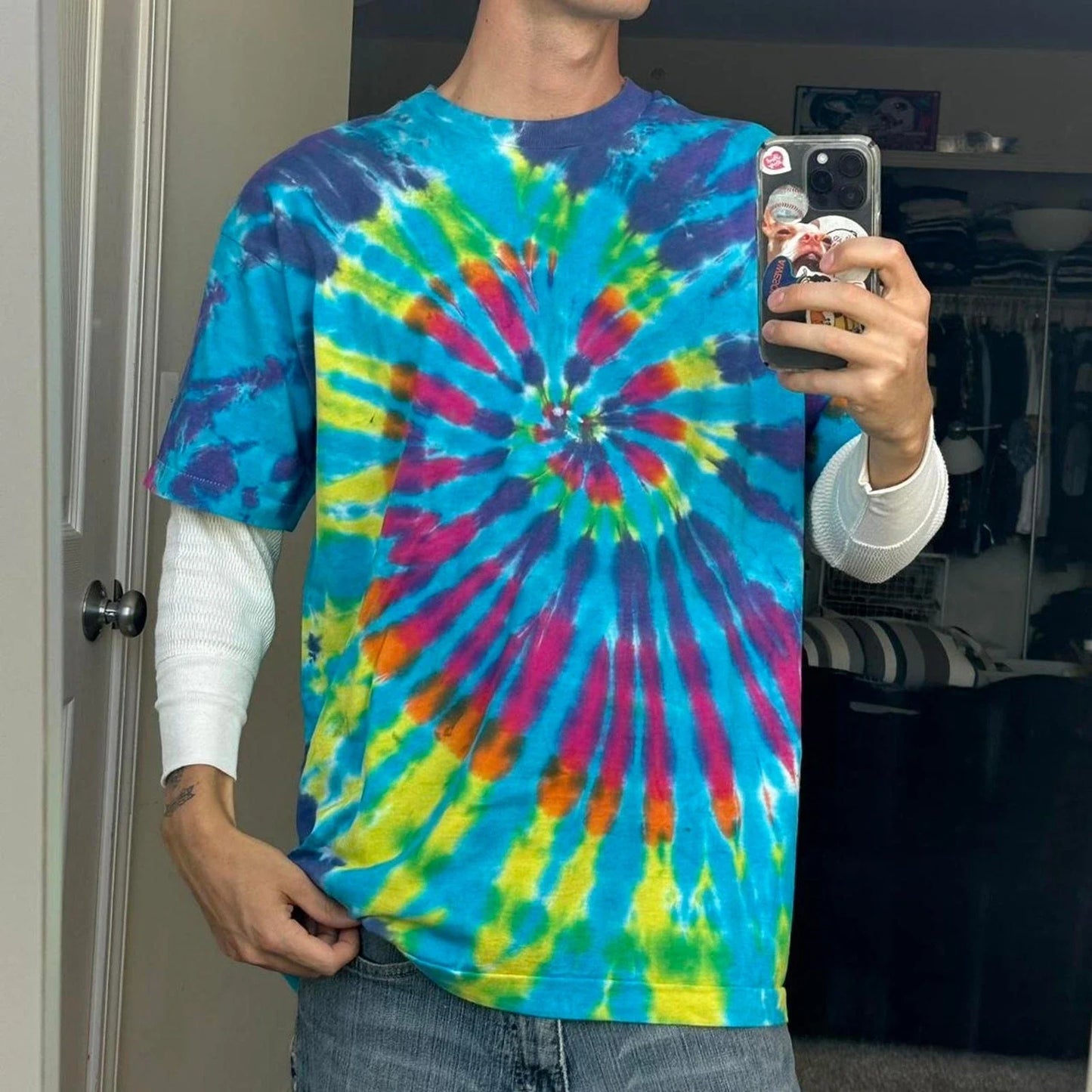 Vintage 90s Hippy Class High Stoner Tie Dye Blank Tee Shirt Unisex T-shirt, Sweatshirt, Hoodie, Long Sleeve Tee - T-Shirt, Sweatshirt, Hoodie