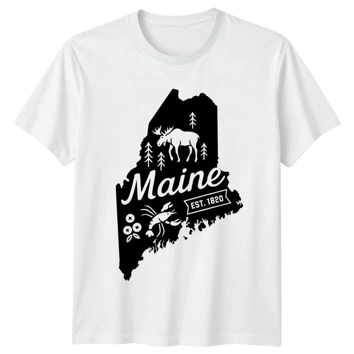 Maine EST 1820 State Outline Moose Lobster US State Mens T-Shirt Womens Tee Unisex T-shirt, Sweatshirt, Hoodie, Long Sleeve Tee - T-Shirt, Sweatshirt, Hoodie