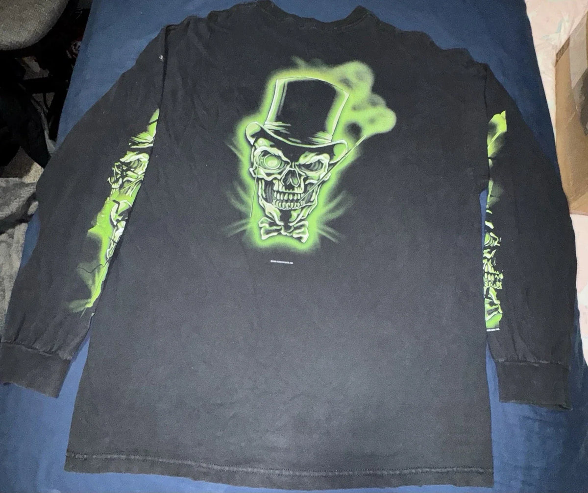 Vintage AAA Tag Size Xl Lime Green Flame Skull Y2K Style Long Sleeve Unisex T-shirt, Sweatshirt, Hoodie, Long Sleeve Tee - T-Shirt, Sweatshirt, Hoodie