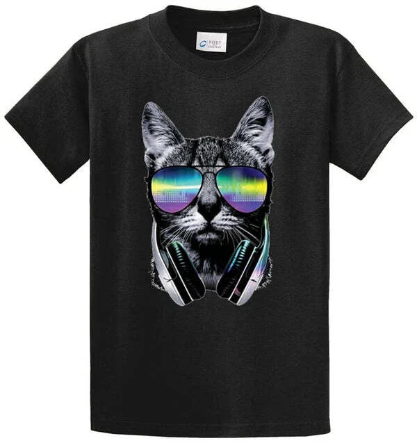 DJ CAT Cotton Printed Tee Shirt Regular and Big and Tall Sizes Unisex T-shirt, Sweatshirt, Hoodie, Long Sleeve Tee - T-Shirt, Sweatshirt, Hoodie