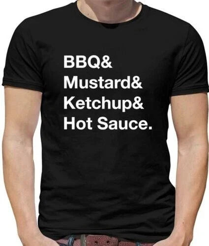BBQ & Mostaza & Salsa de Tomate Camiseta Hombre - Meme - Broma - Comida - - Unisex T-shirt, Sweatshirt, Hoodie, Long Sleeve Tee - T-Shirt, Sweatshirt, Hoodie