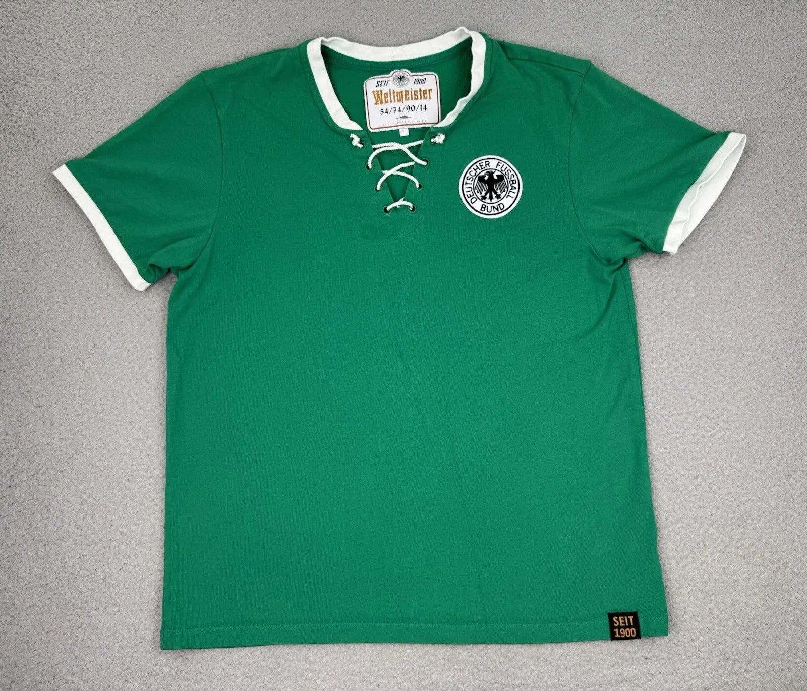 WELTMEISTER DEUTSCHER FUSSBALL BUND T-shirt Mens Large Green Seit 1900 Unisex T-shirt, Sweatshirt, Hoodie, Long Sleeve Tee - T-Shirt, Sweatshirt, Hoodie