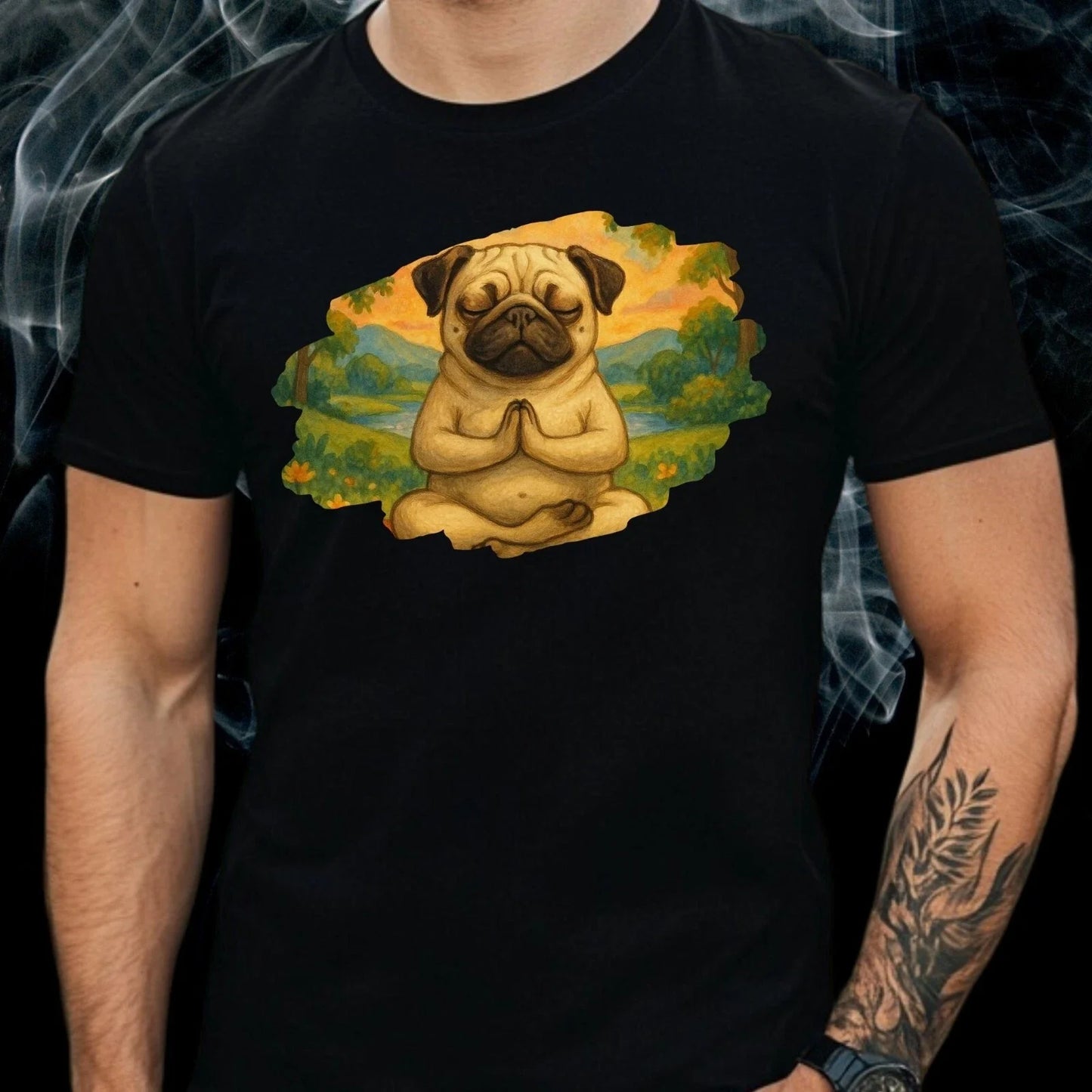 Mens Funny Yoga Pug Motif Cotton T-Shirt Size XS to 5XL Unisex T-shirt, Sweatshirt, Hoodie, Long Sleeve Tee - T-Shirt, Sweatshirt, Hoodie