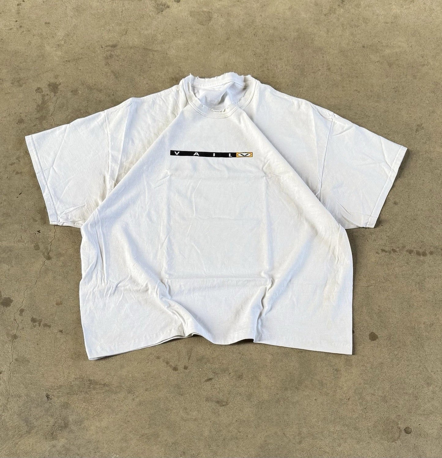 Vintage 90s Vail Ski T Shirt White Stained Distressed No Tag Boxy Baggy Mens XL Unisex T-shirt, Sweatshirt, Hoodie, Long Sleeve Tee - T-Shirt, Sweatshirt, Hoodie