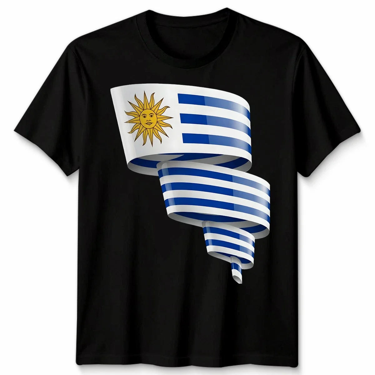 Curled Uruguay Flag ShirtFootball Unisex Tshirt National Pride Gift Tee Unisex T-shirt, Sweatshirt, Hoodie, Long Sleeve Tee - T-Shirt, Sweatshirt, Hoodie