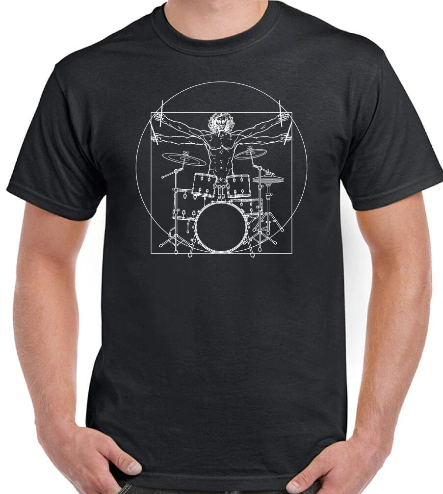 Drumming T-Shirt Drummer Drums Drum Da Vinci Vitruvian Man Mens Funny Unisex T-shirt, Sweatshirt, Hoodie, Long Sleeve Tee - T-Shirt, Sweatshirt, Hoodie
