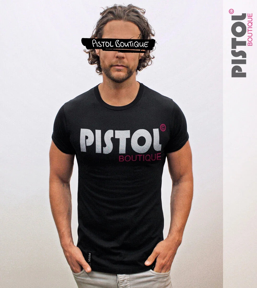 Pistol Boutique Herren Slim Fit Schwarzes T-Shirt Rundhalsausschnitt Logo Unisex T-shirt, Sweatshirt, Hoodie, Long Sleeve Tee - T-Shirt, Sweatshirt, Hoodie