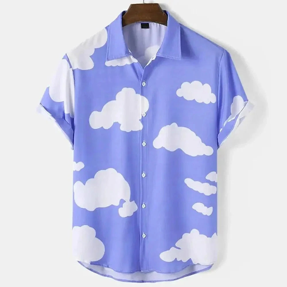 Mens Button Down Shirts Cloud Sky Printed Hawaiian Tops Novelty Ugly Gift Clouds Unisex T-shirt, Sweatshirt, Hoodie, Long Sleeve Tee - T-Shirt, Sweatshirt, Hoodie