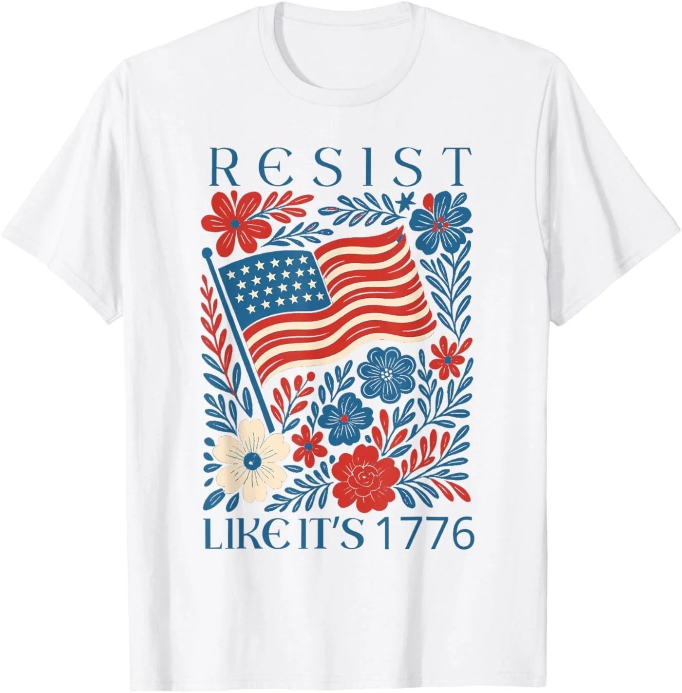 Vintage Boho Floral Subtle Resist Like It's 1776 250 Years T-Shirt Unisex T-shirt, Sweatshirt, Hoodie, Long Sleeve Tee - T-Shirt, Sweatshirt, Hoodie