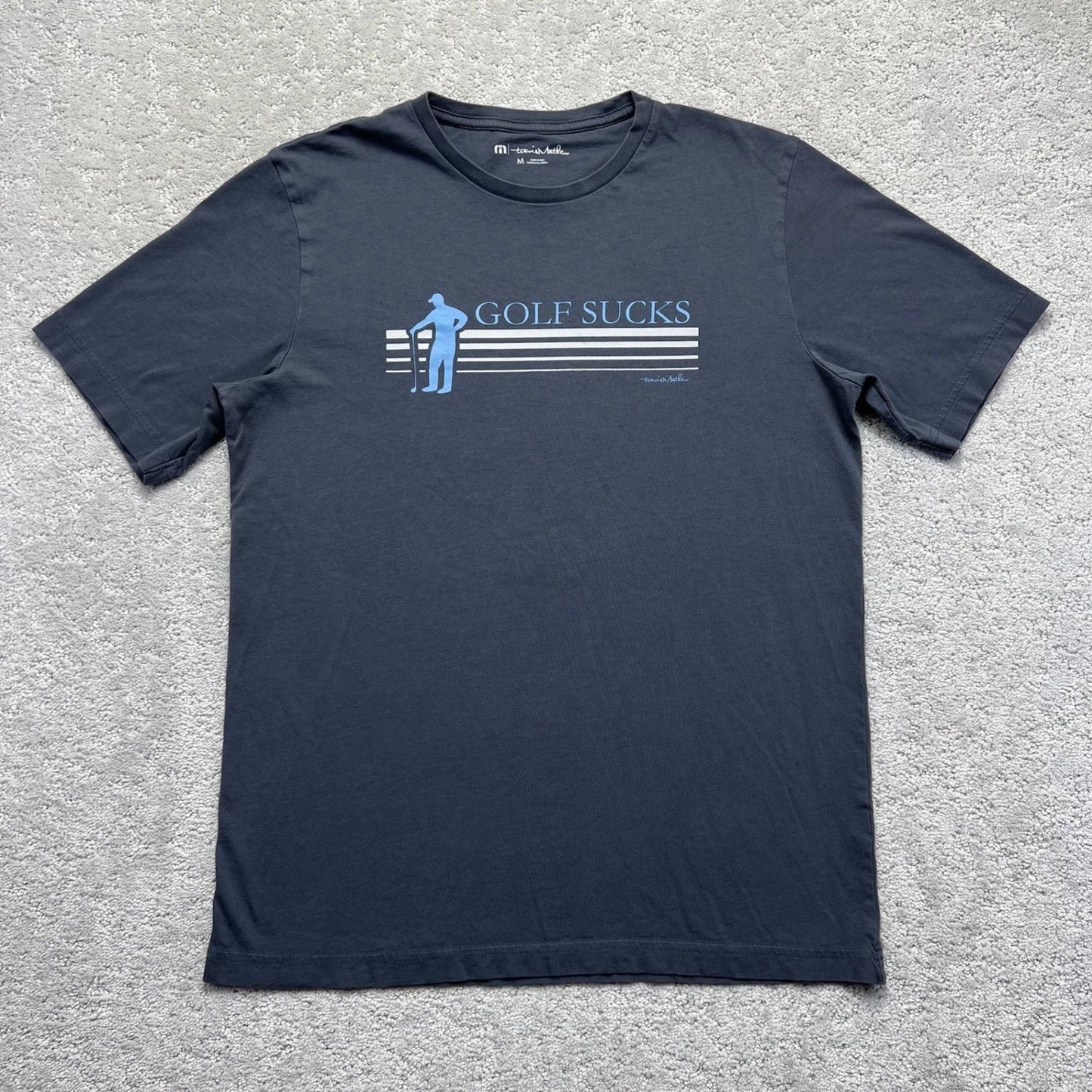 TravisMathew T-Shirt Mens M Gray Blue Golf Sucks Graphic Pima Cotton Streetwear Unisex T-shirt, Sweatshirt, Hoodie, Long Sleeve Tee - T-Shirt, Sweatshirt, Hoodie