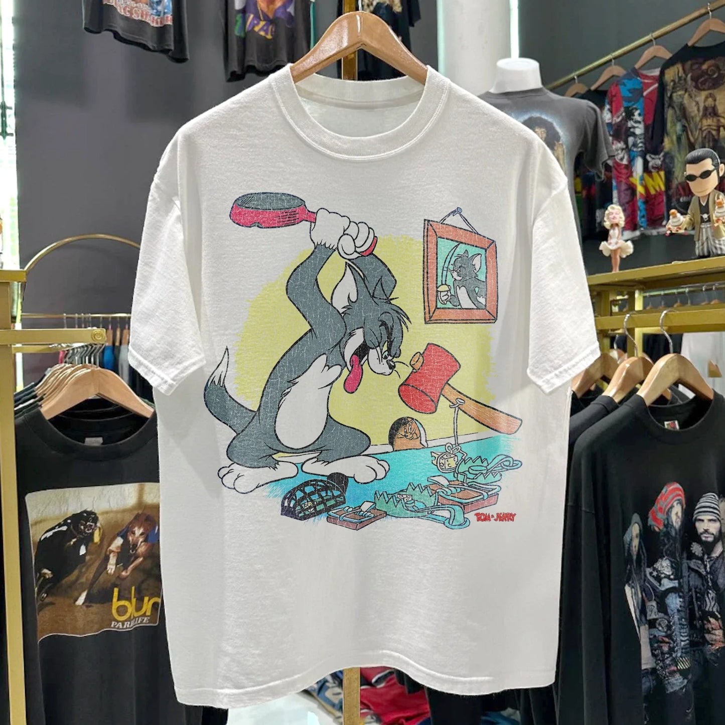 90s Tom And Jerry Rare T-Shirt White S Unisex T-shirt, Sweatshirt, Hoodie, Long Sleeve Tee - T-Shirt, Sweatshirt, Hoodie