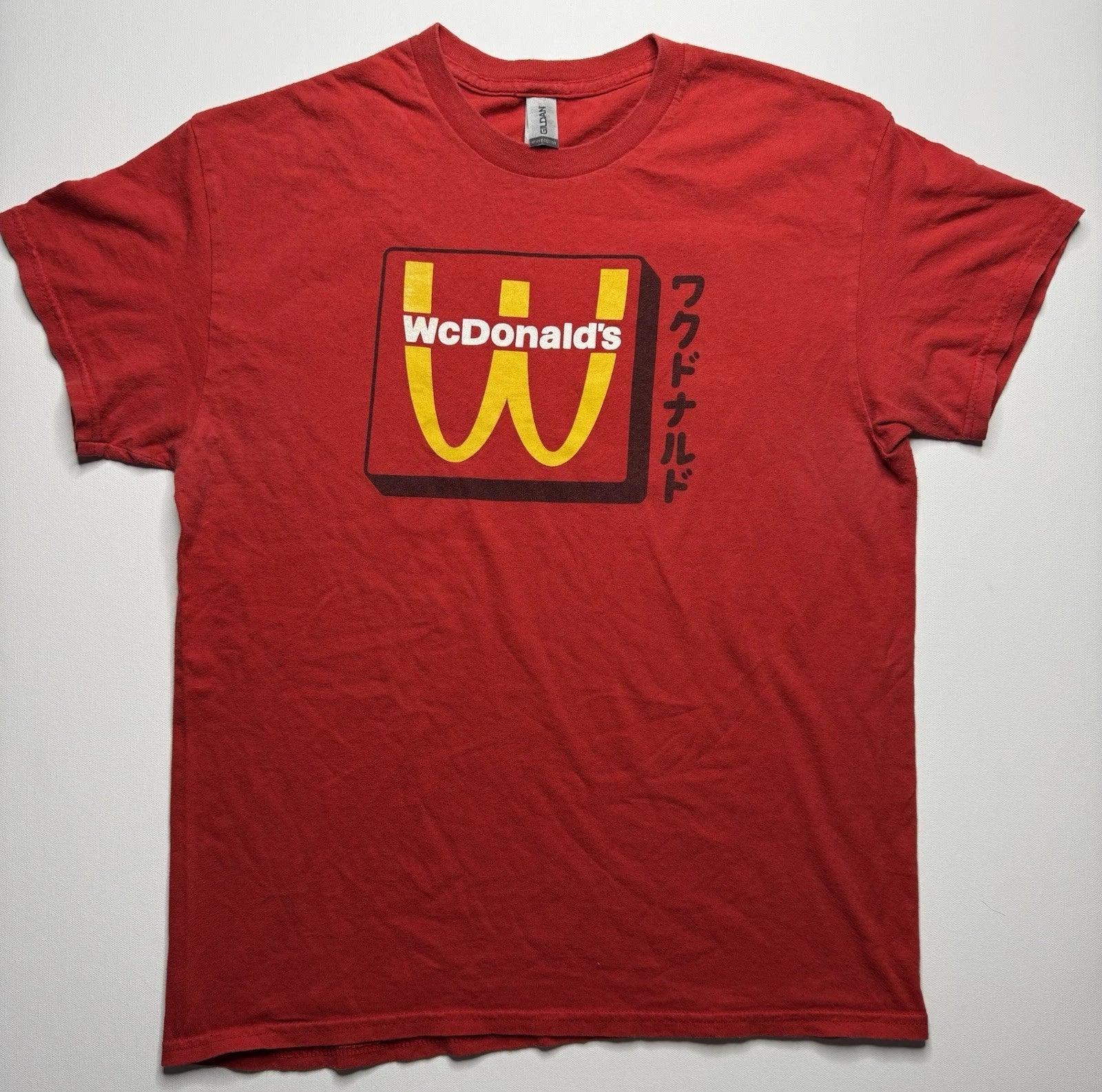 Japanese Anime McDonalds Style T-Shirt Mens Medium Red Pop Art Skater Y2K Unisex T-shirt, Sweatshirt, Hoodie, Long Sleeve Tee - T-Shirt, Sweatshirt, Hoodie
