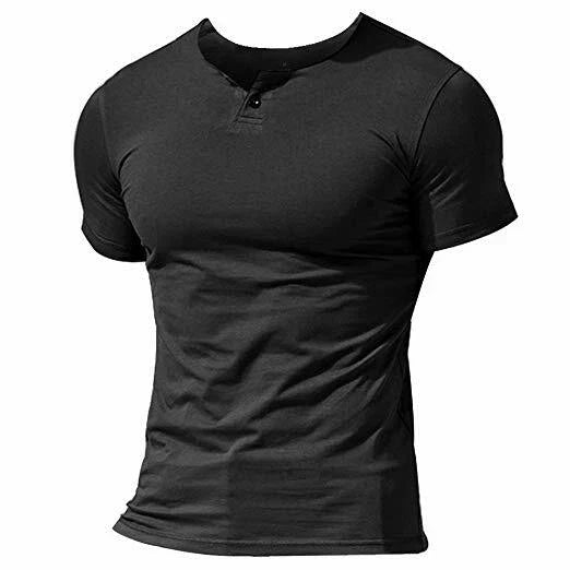 Mens Casual Short Sleeve Henleys T-Shirt Single Button Placket Plain v Neck Shir Unisex T-shirt, Sweatshirt, Hoodie, Long Sleeve Tee - T-Shirt, Sweatshirt, Hoodie