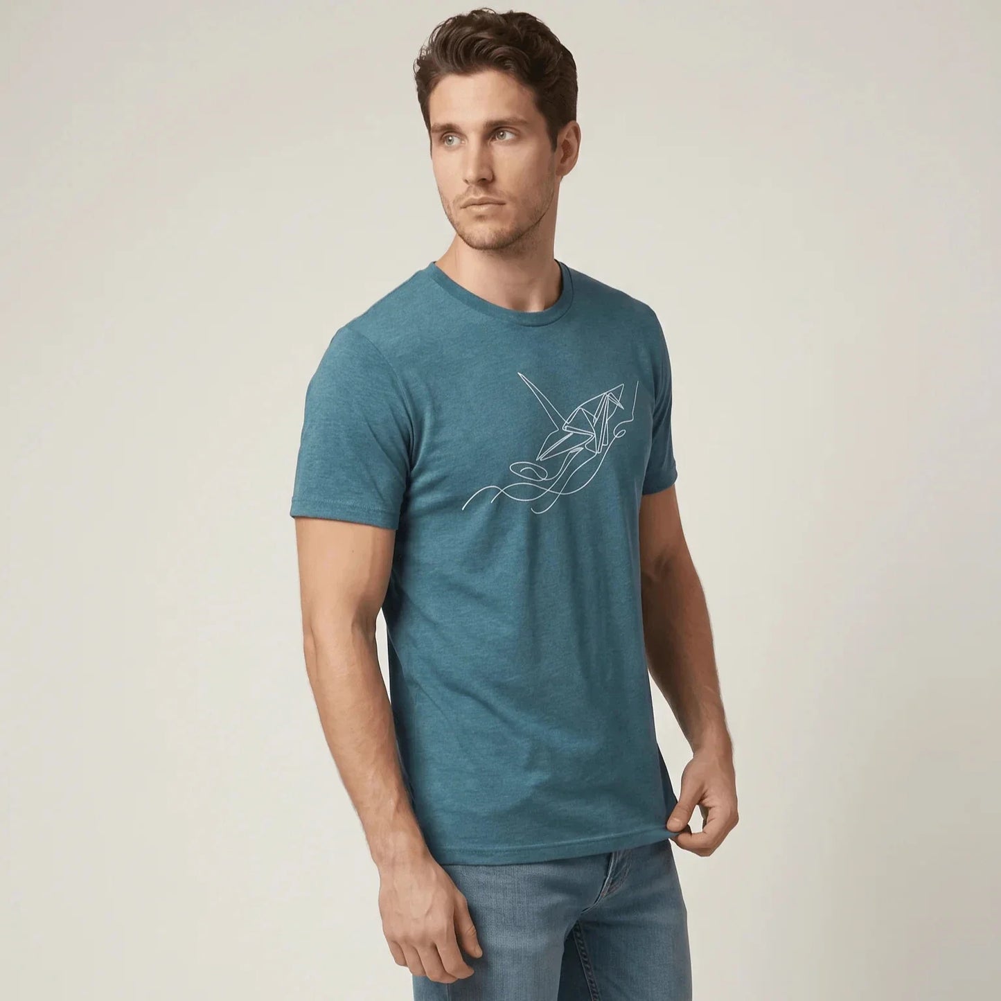 Minimalist Origami Crane T-Shirt Japanese Line Art Graphic Tee MOEBEER Unisex T-shirt, Sweatshirt, Hoodie, Long Sleeve Tee - T-Shirt, Sweatshirt, Hoodie