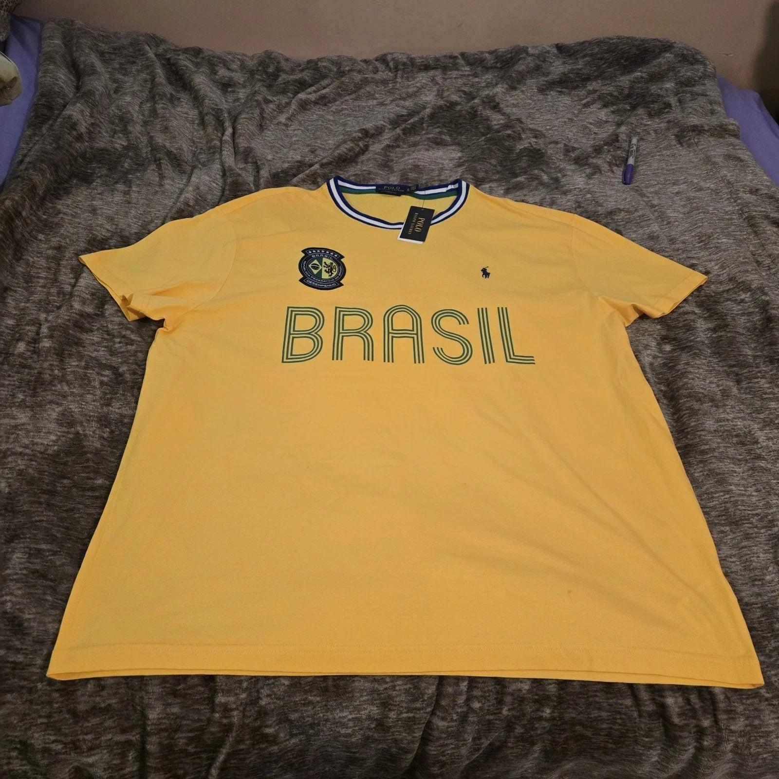 POLO RALPH LAUREN CLASSIC FIT BRASIL  TSHIRT YELLOW Jersey Style  MENS SZ XL NWT Unisex T-shirt, Sweatshirt, Hoodie, Long Sleeve Tee - T-Shirt, Sweatshirt, Hoodie