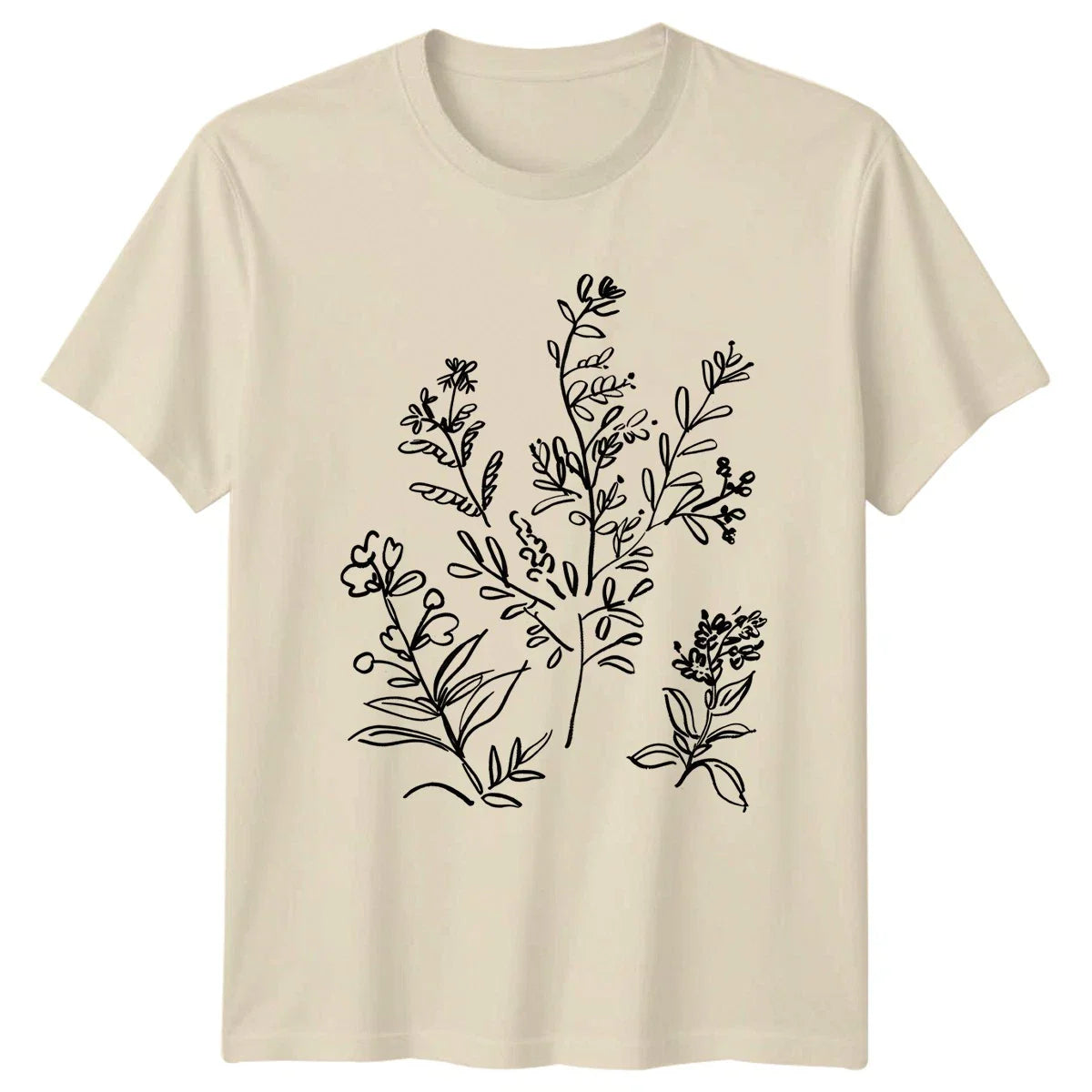 Botanical Wildflower Sketch Line Art Womens T-Shirt Boho Nature Mothers Day Unisex T-shirt, Sweatshirt, Hoodie, Long Sleeve Tee - T-Shirt, Sweatshirt, Hoodie