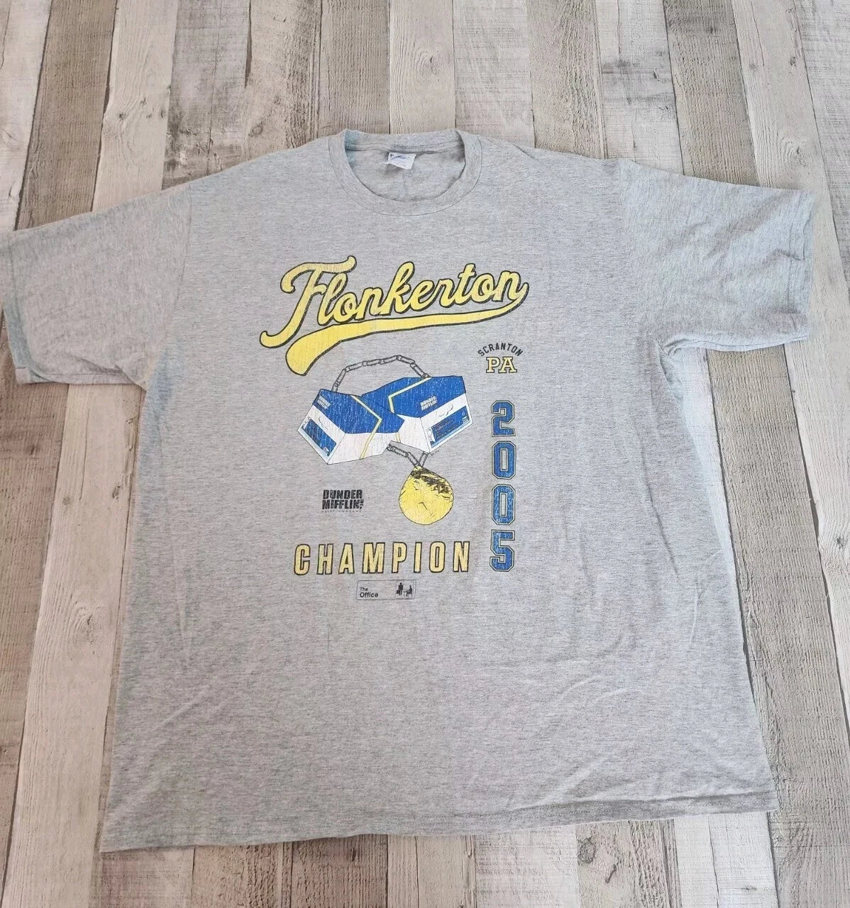 Retro The Office 2005 Flonkerton Champion T-shirt Gray XL Unisex T-shirt, Sweatshirt, Hoodie, Long Sleeve Tee - T-Shirt, Sweatshirt, Hoodie
